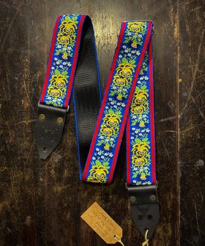 Holy Cow Yellow Rose on Blue Real Vintage 70's Guitar Strap