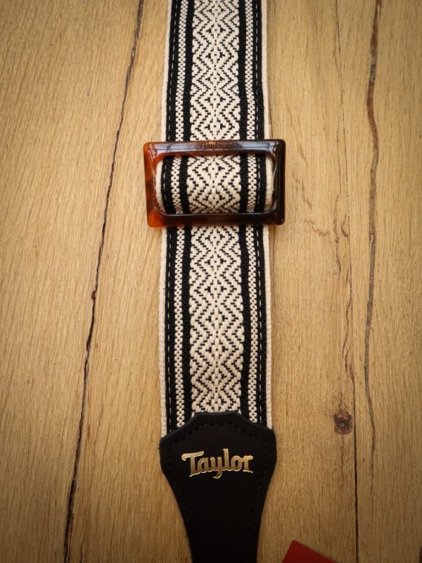 Taylor White/Black Jacquard Cotton Guitar Strap – Image 2