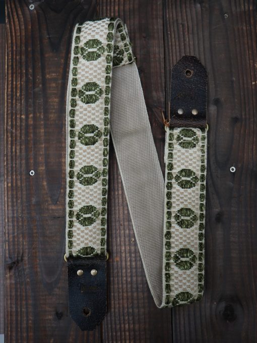 Bluebird Vintage-Style Beige  Green Guitar Strap