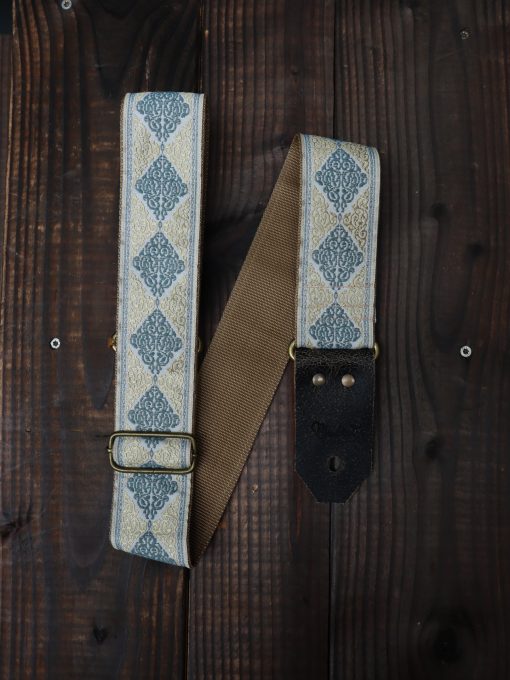 Bluebird Vintage-Style Guitar Strap Blue  Yellow Gold